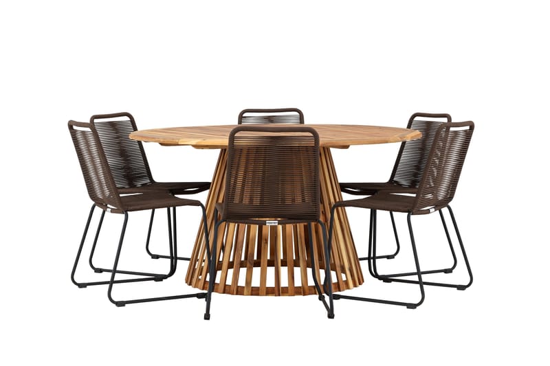 Tucumán Matgrupp Utomhus + 6 Utestolar - Natur - Utemöbler - Utegrupp - Matgrupp utomhus