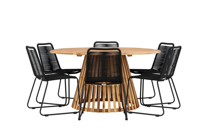 Tucumán Matgrupp Utomhus + 6 Utestolar - Natur - Utemöbler - Utegrupp - Matgrupp utomhus