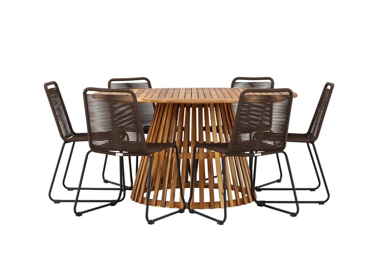 Tucumán Matgrupp Utomhus + 6 Utestolar - Natur - Utemöbler - Utegrupp - Matgrupp utomhus