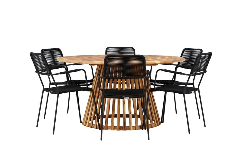 Tucumán Matgrupp Utomhus + 6 Utestolar - Natur - Utemöbler - Utegrupp - Matgrupp utomhus