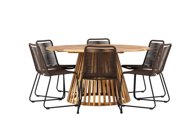 Tucumán Matgrupp Utomhus + 6 Utestolar - Natur - Utemöbler - Utegrupp - Matgrupp utomhus