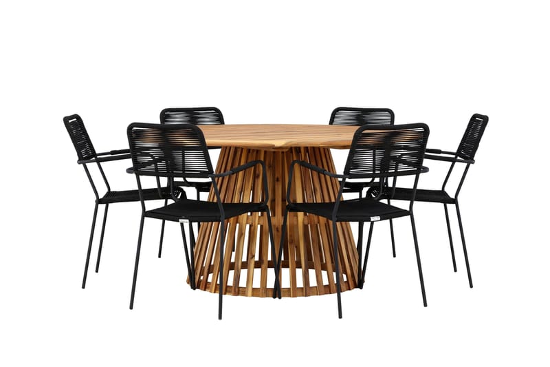 Tucumán Matgrupp Utomhus + 6 Utestolar - Natur - Utemöbler - Utegrupp - Matgrupp utomhus