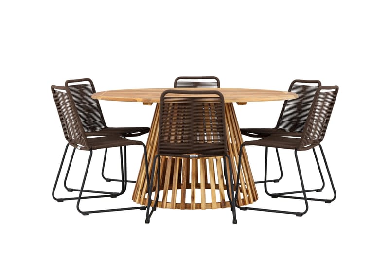 Tucumán Matgrupp Utomhus + 6 Utestolar - Natur - Utemöbler - Utegrupp - Matgrupp utomhus