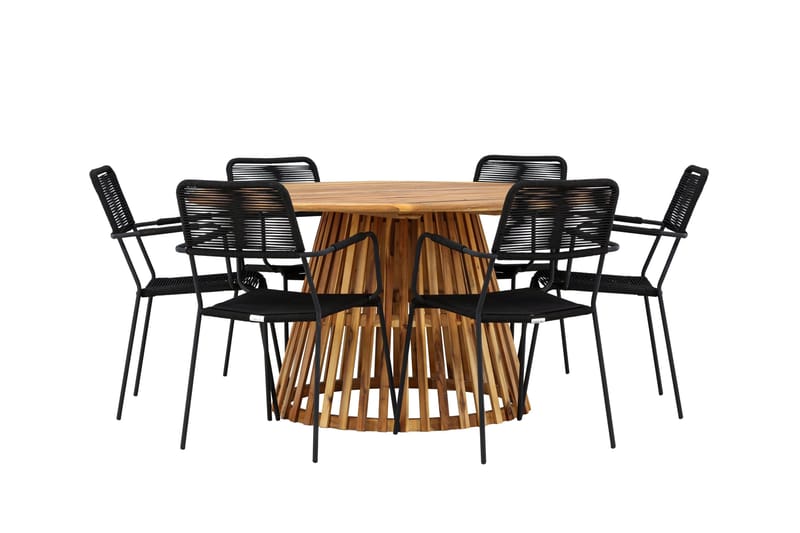 Tucumán Matgrupp Utomhus + 6 Utestolar - Natur - Utemöbler - Utegrupp - Matgrupp utomhus