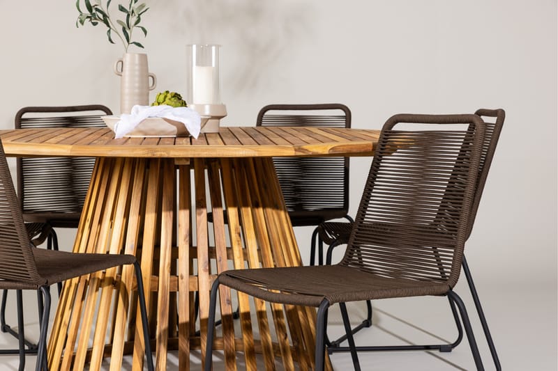 Tucumán Matgrupp Utomhus + 6 Utestolar - Natur - Utemöbler - Utegrupp - Matgrupp utomhus