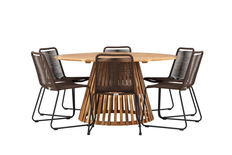 Tucumán Matgrupp Utomhus + 6 Utestolar - Natur - Utemöbler - Utegrupp - Matgrupp utomhus