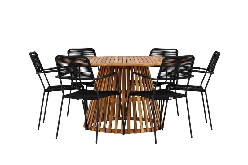 Tucumán Matgrupp Utomhus + 6 Utestolar - Natur - Utemöbler - Utegrupp - Matgrupp utomhus