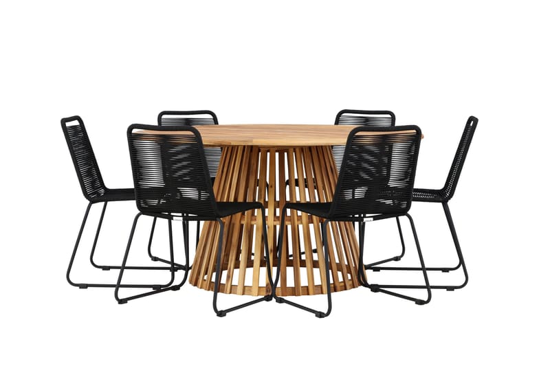 Tucumán Matgrupp Utomhus + 6 Utestolar - Natur - Utemöbler - Utegrupp - Matgrupp utomhus