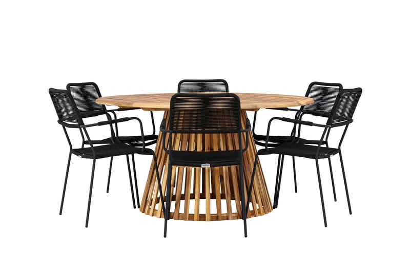 Tucumán Matgrupp Utomhus + 6 Utestolar - Natur - Utemöbler - Utegrupp - Matgrupp utomhus