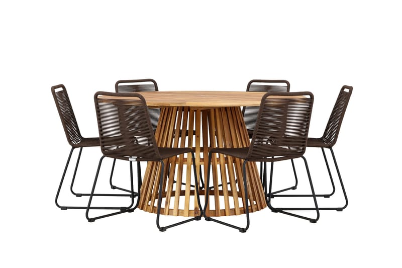 Tucumán Matgrupp Utomhus + 6 Utestolar - Natur - Utemöbler - Utegrupp - Matgrupp utomhus