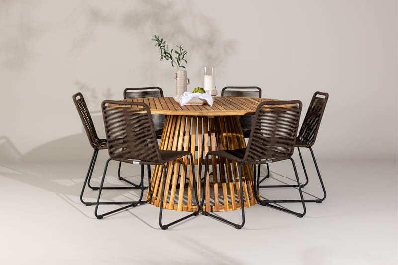 Tucumán Matgrupp Utomhus + 6 Utestolar - Natur - Utemöbler - Utegrupp - Matgrupp utomhus