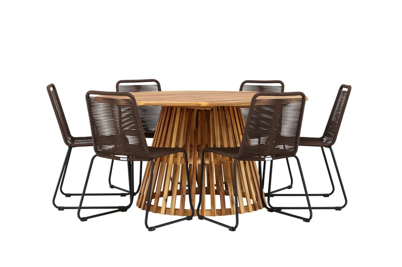 Tucumán Matgrupp Utomhus + 6 Utestolar - Natur - Utemöbler - Utegrupp - Matgrupp utomhus