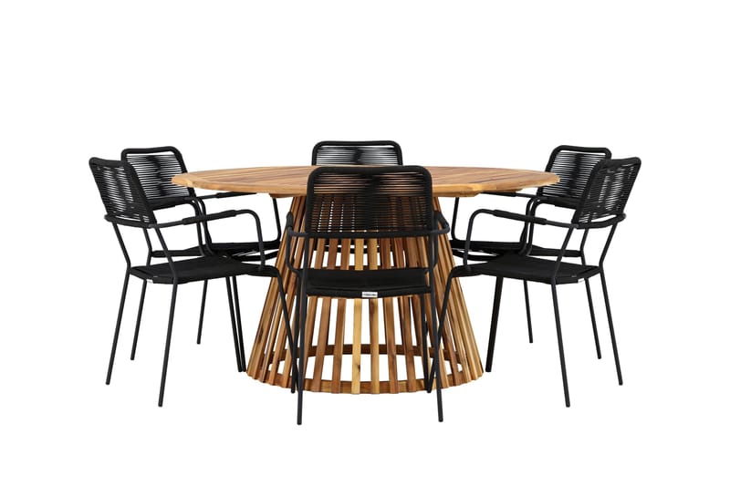 Tucumán Matgrupp Utomhus + 6 Utestolar - Natur - Utemöbler - Utegrupp - Matgrupp utomhus