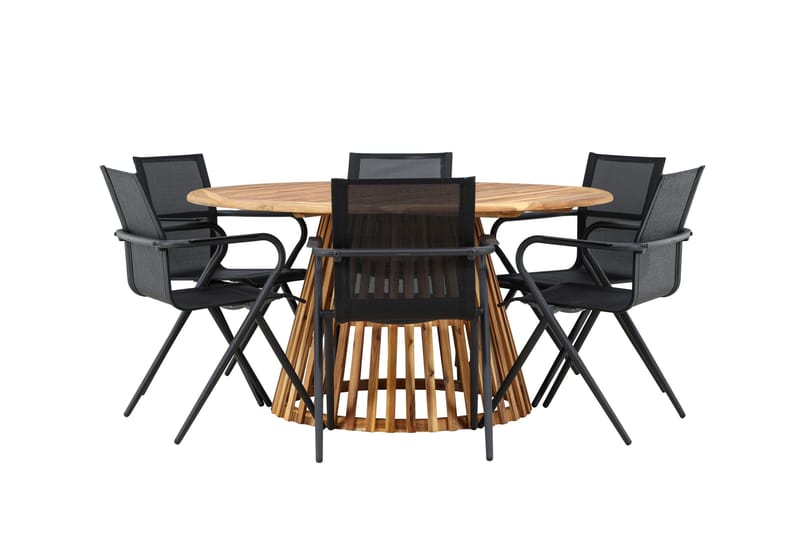 Tucumán Matgrupp Utomhus 120 cm Rund med 6 Alina Utestolar - Natur - Utemöbler - Utegrupp - Matgrupp utomhus