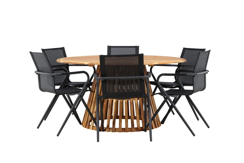 Tucumán Matgrupp Utomhus 120 cm Rund med 6 Alina Utestolar - Natur - Utemöbler - Utegrupp - Matgrupp utomhus