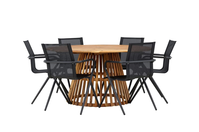 Tucumán Matgrupp Utomhus 120 cm Rund med 6 Alina Utestolar - Natur - Utemöbler - Utegrupp - Matgrupp utomhus