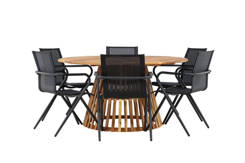 Tucumán Matgrupp Utomhus 120 cm Rund med 6 Alina Utestolar - Natur - Utemöbler - Utegrupp - Matgrupp utomhus