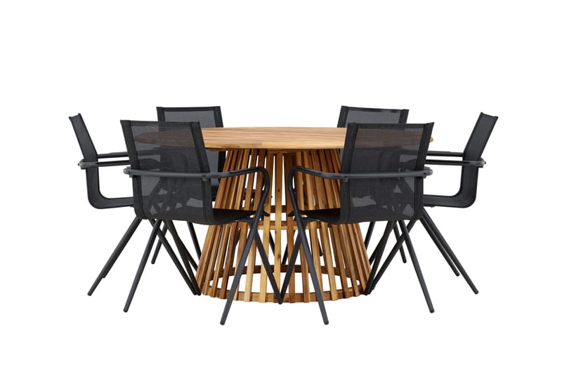 Tucumán Matgrupp Utomhus 120 cm Rund med 6 Alina Utestolar - Natur - Utemöbler - Utegrupp - Matgrupp utomhus