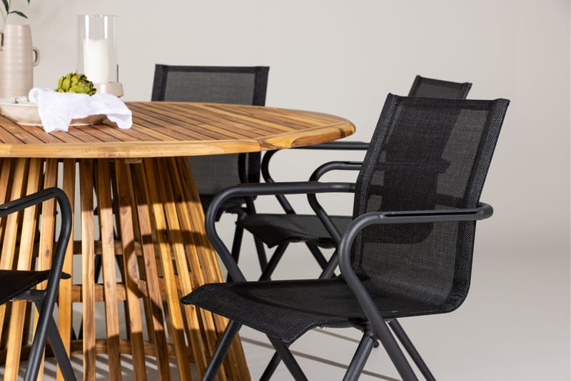 Tucumán Matgrupp Utomhus 120 cm Rund med 6 Alina Utestolar - Natur - Utemöbler - Utegrupp - Matgrupp utomhus