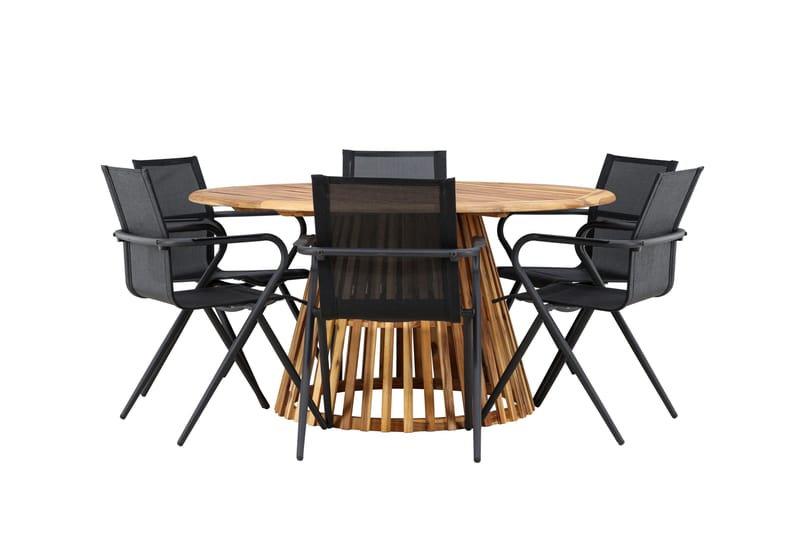 Tucumán Matgrupp Utomhus 120 cm Rund med 6 Alina Utestolar - Natur - Utemöbler - Utegrupp - Matgrupp utomhus