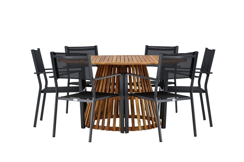 Tucumán Matgrupp Utomhus 120 cm Rund med 6 Copacabana Utestolar - Natur - Utemöbler - Utegrupp - Matgrupp utomhus
