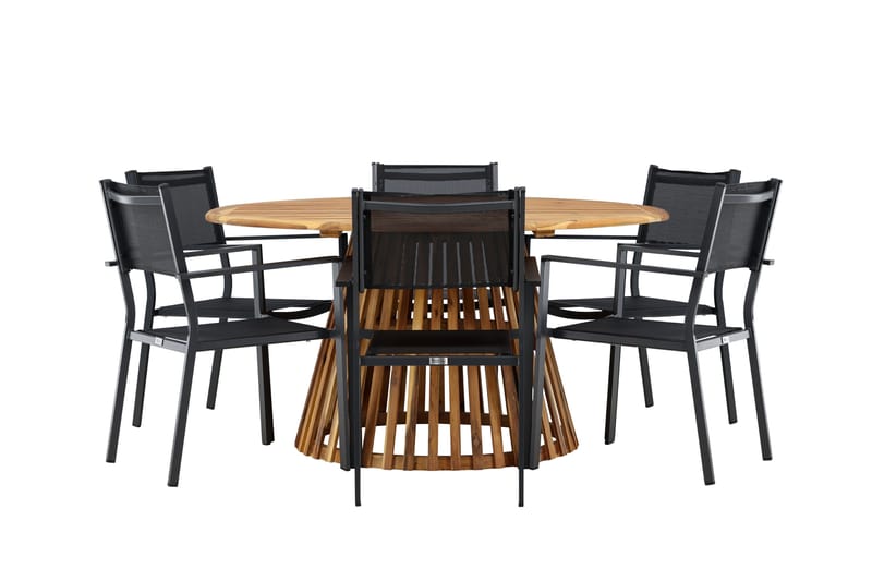Tucumán Matgrupp Utomhus 120 cm Rund med 6 Copacabana Utestolar - Natur - Utemöbler - Utegrupp - Matgrupp utomhus