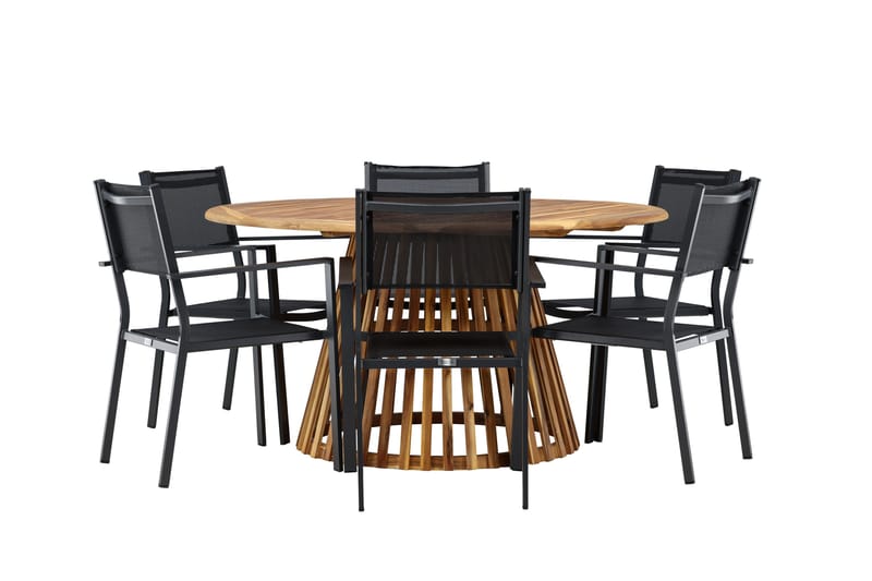 Tucumán Matgrupp Utomhus 120 cm Rund med 6 Copacabana Utestolar - Natur - Utemöbler - Utegrupp - Matgrupp utomhus