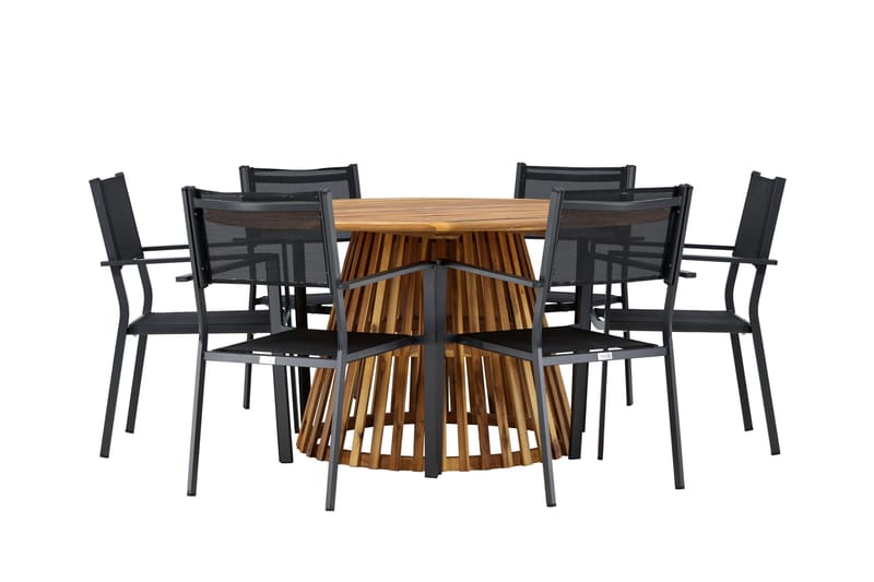 Tucumán Matgrupp Utomhus 120 cm Rund med 6 Copacabana Utestolar - Natur - Utemöbler - Utegrupp - Matgrupp utomhus
