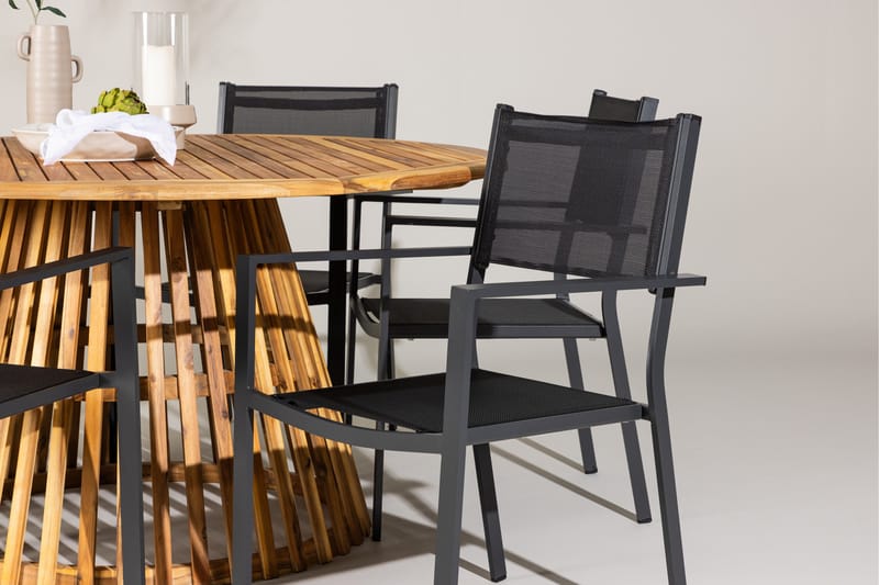 Tucumán Matgrupp Utomhus 120 cm Rund med 6 Copacabana Utestolar - Natur - Utemöbler - Utegrupp - Matgrupp utomhus