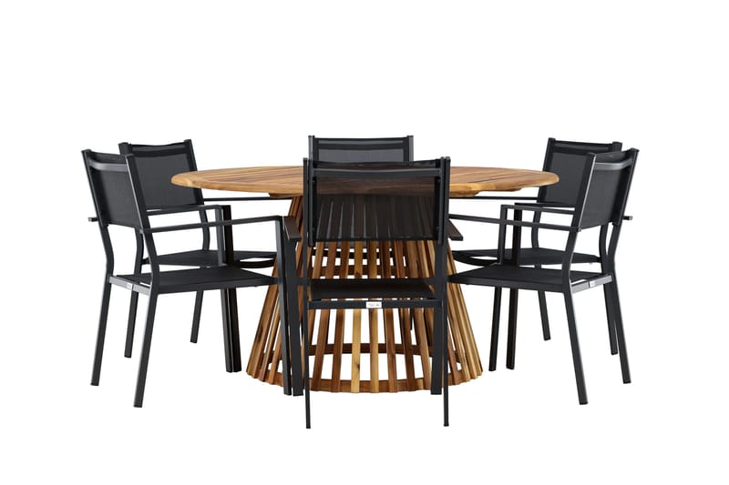 Tucumán Matgrupp Utomhus 120 cm Rund med 6 Copacabana Utestolar - Natur - Utemöbler - Utegrupp - Matgrupp utomhus