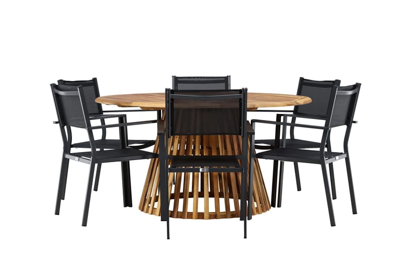 Tucumán Matgrupp Utomhus 120 cm Rund med 6 Copacabana Utestolar - Natur - Utemöbler - Utegrupp - Matgrupp utomhus