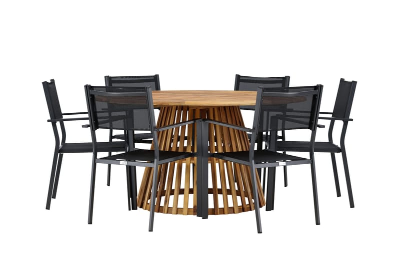 Tucumán Matgrupp Utomhus 120 cm Rund med 6 Copacabana Utestolar - Natur - Utemöbler - Utegrupp - Matgrupp utomhus