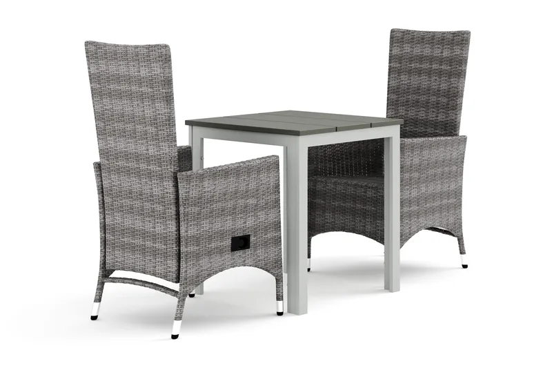 Tunis utomhus caféset 70x70 cm med 2 Jenny matstolar - Vit/Grå - Utemöbler - Utegrupp - Matgrupp utomhus