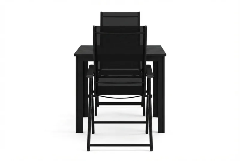 Tunis utomhus caféset 70x70 cm med 2 Sanna positionsstolar - Svart/Svart - Utemöbler - Balkong - Balkongmöbler - Balkonggrupp & balkongset