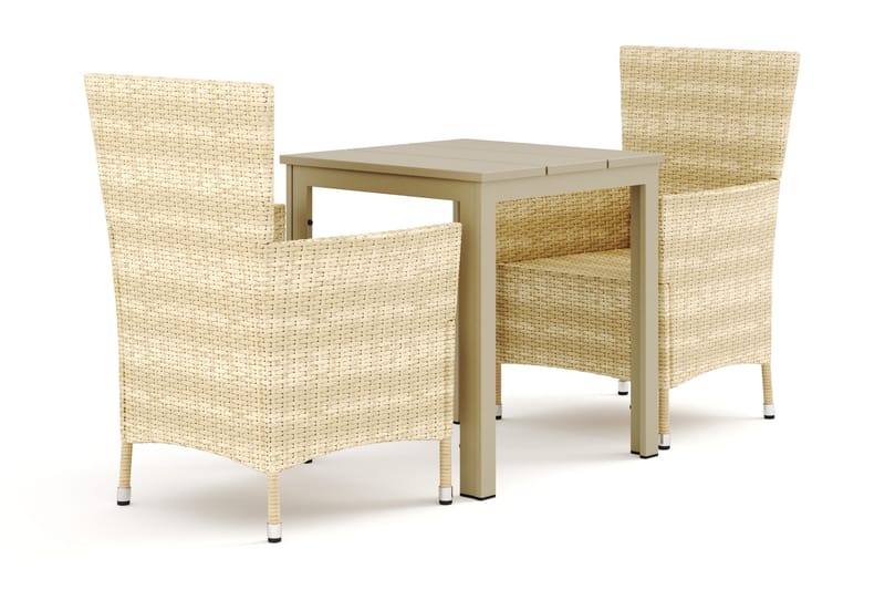 Tunis utomhus caféset 70x70 cm med 2 Thor utefåtöljer - Beige/Beige - Utemöbler - Utegrupp - Matgrupp utomhus