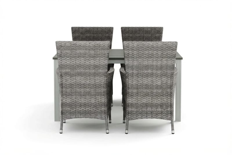 Tunis utomhus matgrupp 140x90 cm med 4 Thor utefåtöljer - Vit/Grå - Utemöbler - Utegrupp - Matgrupp utomhus