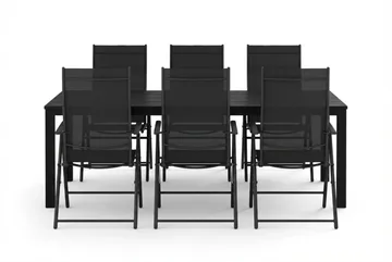 Tunis utomhus matgrupp 205x90 cm med 6 positionsstolar - Svart/Svart - Utemöbler - Utegrupp - Matgrupp utomhus