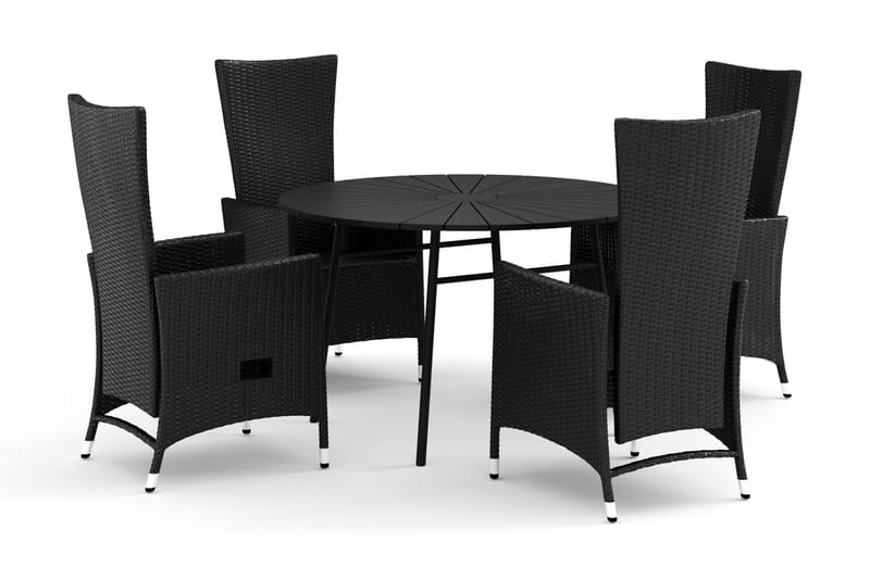 Tunis utomhus rund matgrupp 120 cm med 4 Jenny matstolar - Svart/Svart - Utemöbler - Utegrupp - Matgrupp utomhus