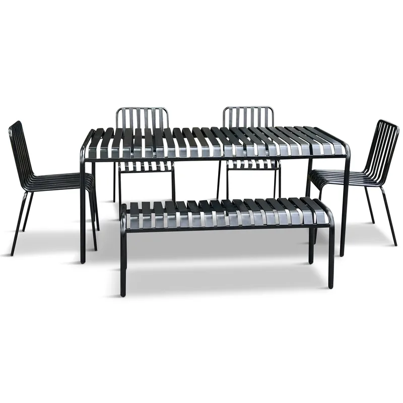 Underhållsfri matgrupp | Utemöbler i galvaniserat stål | Bergvik Svart - Utemöbler - Utegrupp - Matgrupp utomhus