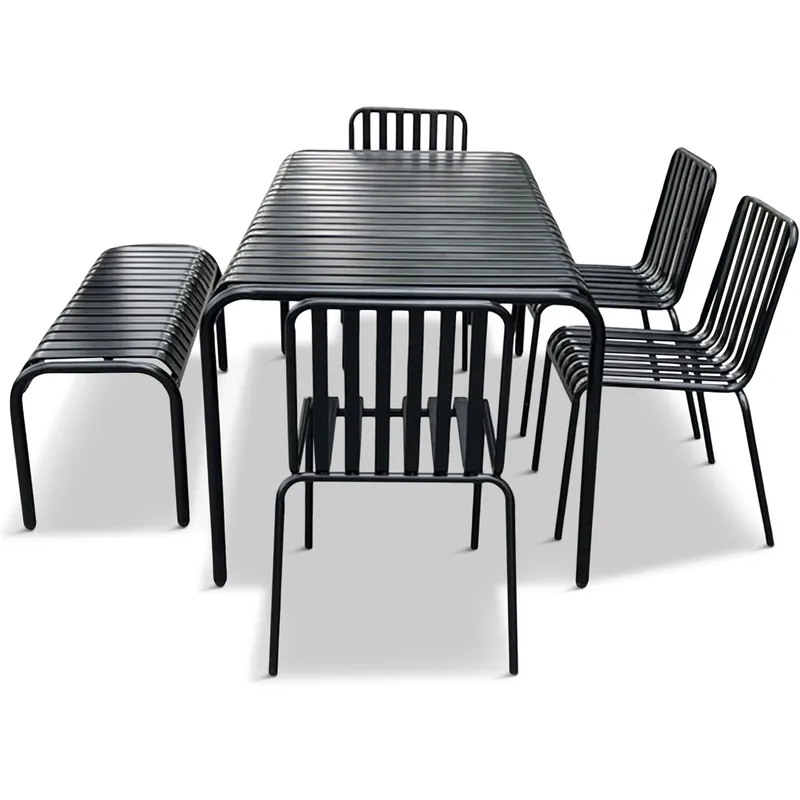 Underhållsfri matgrupp | Utemöbler i galvaniserat stål | Bergvik Svart - Utemöbler - Utegrupp - Matgrupp utomhus