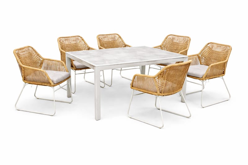Utemöbelgrupp Palermo matgrupp 200 med 4 Seville karmstolar - grå/beige - Utemöbler - Utegrupp - Matgrupp utomhus