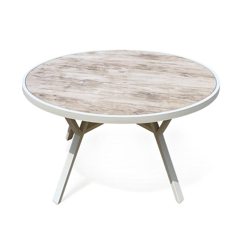 Utemöbelgrupp Palermo rund matgrupp 130 med 4 Seville karmstolar - grå/beige - Utemöbler - Utegrupp - Matgrupp utomhus