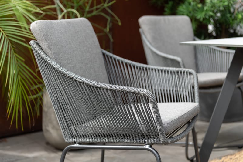 Utematsgrupp OPAL 160 & 4 fåtöljer - grå - Utemöbler - Utegrupp - Matgrupp utomhus