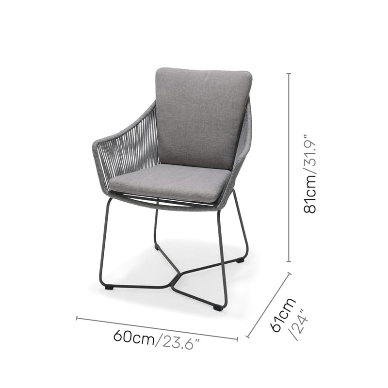 Utematsgrupp OPAL 160 & 4 fåtöljer - grå - Utemöbler - Utegrupp - Matgrupp utomhus