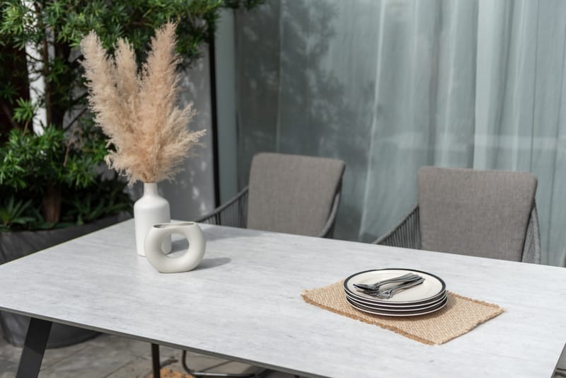 Utematsgrupp OPAL 160 & 4 fåtöljer - grå - Utemöbler - Utegrupp - Matgrupp utomhus