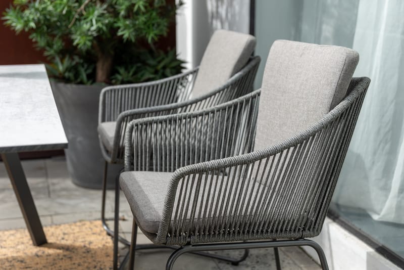 Utematsgrupp OPAL 160 & 4 fåtöljer - grå - Utemöbler - Utegrupp - Matgrupp utomhus