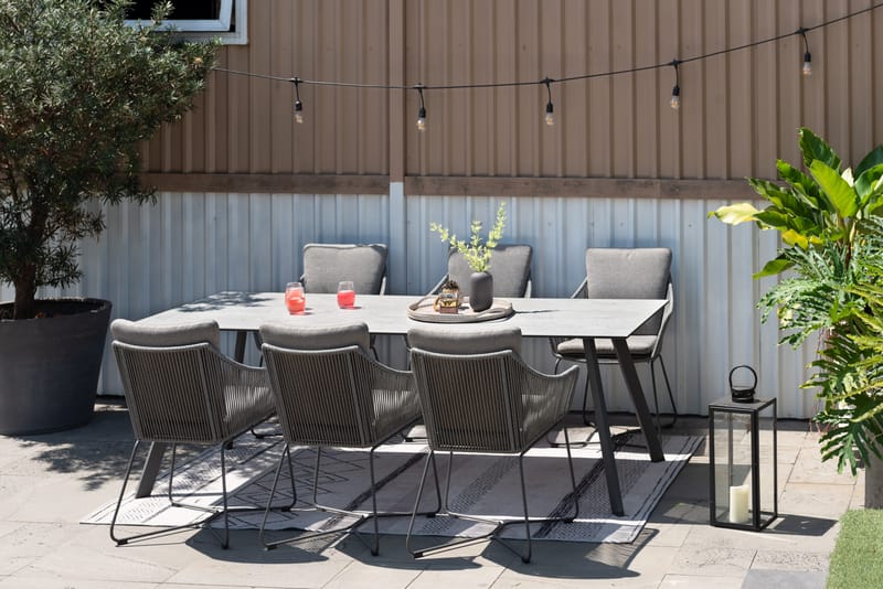 Utematsgrupp OPAL 220 & 6 fåtöljer - grå - Utemöbler - Utegrupp - Matgrupp utomhus