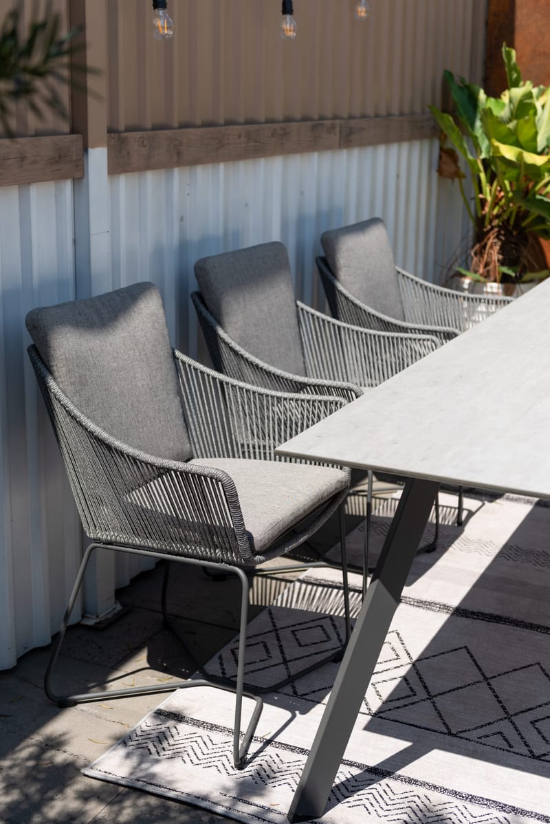 Utematsgrupp OPAL 220 & 6 fåtöljer - grå - Utemöbler - Utegrupp - Matgrupp utomhus