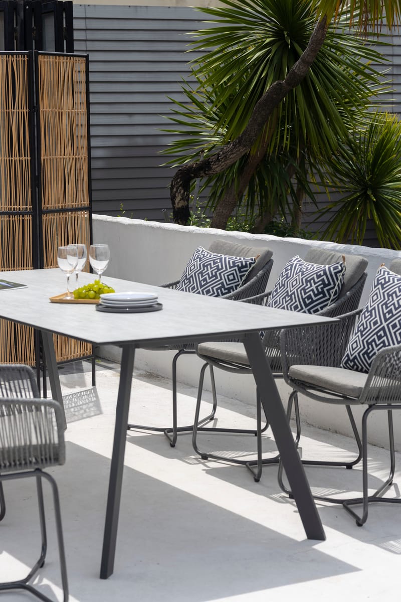 Utematsgrupp OPAL 220 & 6 fåtöljer - grå - Utemöbler - Utegrupp - Matgrupp utomhus