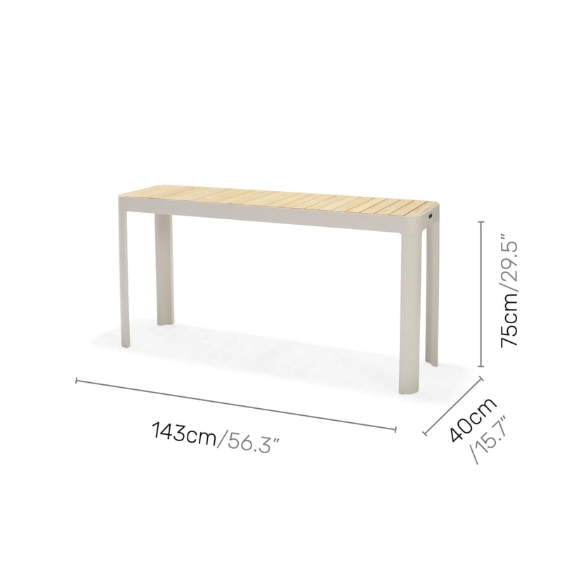 Utomhus balkongset Portals balkongbord + bänk 140 cm - beige/trä - Utemöbler - Utegrupp - Matgrupp utomhus